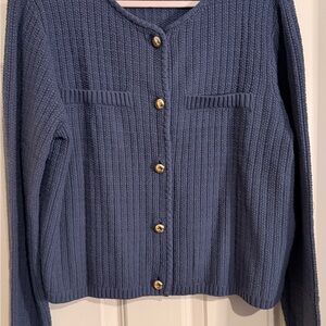 H&M Blue Button-Up Sweater